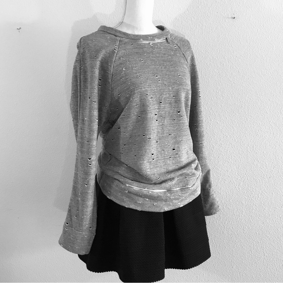 ROBERT RODRIGUEZ Distressed Sweatshirt Heathered Gray Zippers - Picture 2 of 8